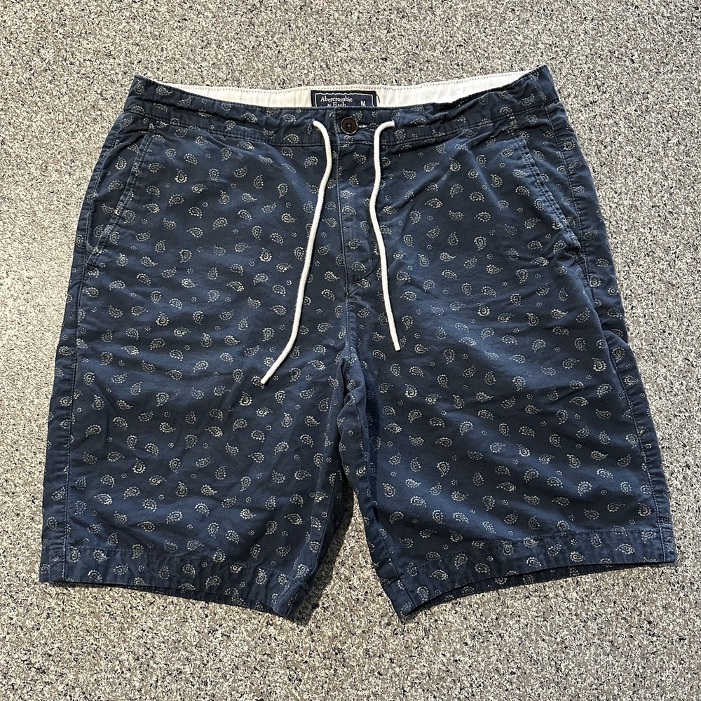 Abercrombie Fitch‎ Shorts Men's M Drawstring Flat Front Chino Paisley Print 9"